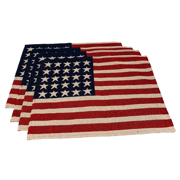 Dining Patriotic American Flag Woven Placemats Set Of 4 18x135 4th Of